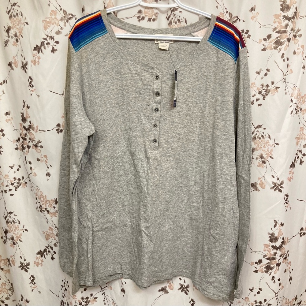 Ariat women’s size XXL heather grey aztec print henley long sleeve top NWT